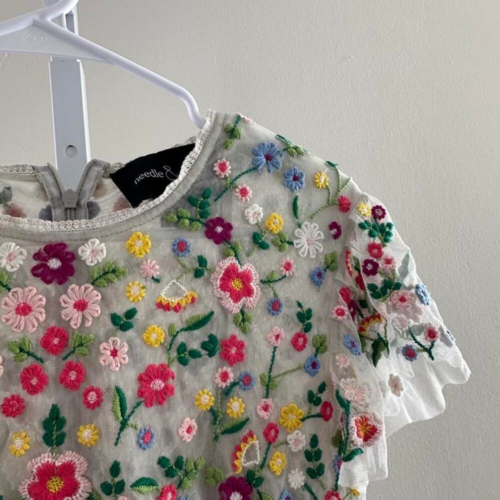 Needle thread white floral